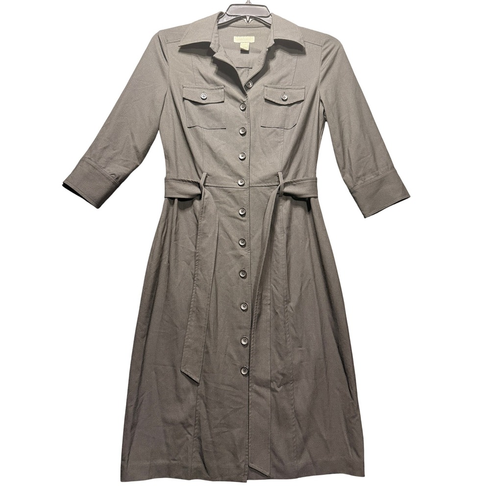 Banana Republic Shirt Dress Women Size 10 Black Belted Safari Utility 49798700